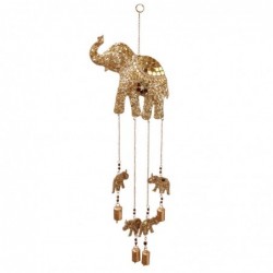 ORIGEN Home Decor Momil Elephant Adorno Metal Metal | Pendant en métal brun - 35x11x2cm