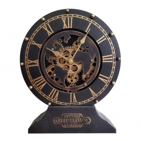 ORIGEN Home Decor Gear Clock Termes Watches | Horloge noire ronde - 31x25x7cm