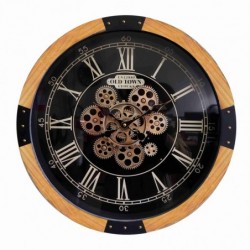 ORIGEN Home Decor Gear Wall Watch Watches | Horloge noire ronde - 50x50x8cm