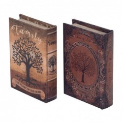 ORIGEN Home Decor Boxas Set 2 Unités Boîtes Boîtes Boîtes | Boîtes de livres bruns rectangulaires - 14x10x3cm