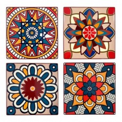 ORIGEN Home Decor Set Postavasos de 4 unités. Multicolore rectangulaire - 1x11x11cm