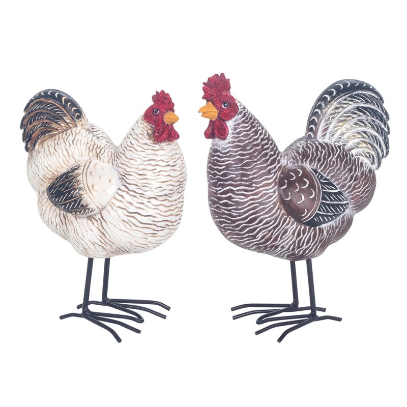 ORIGEN Home Decor Figure Gallina 2 U Animaux | Figure de poulet gris - 19x14x8cm