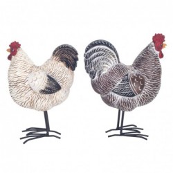 ORIGEN Home Decor Figure Gallina 2 U Animaux | Figure de poulet gris - 19x14x8cm