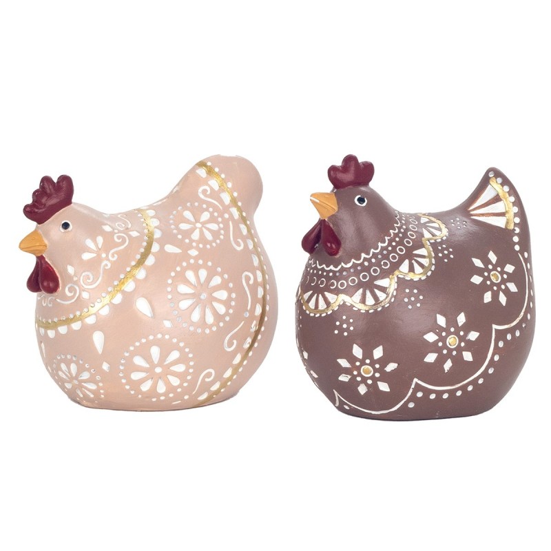 ORIGEN Home Decor Figure Gallina 2 U Animaux | Figure de poulet multicolore - 10x10x7cm