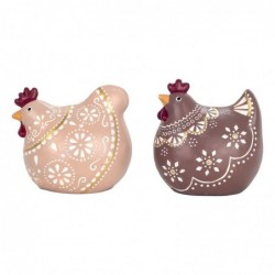 ORIGEN Home Decor Figure Gallina 2 U Animaux | Figure de poulet multicolore - 10x10x7cm