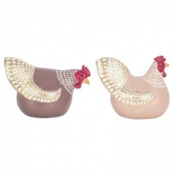 ORIGEN Home Decor Figure Gallina 2 U Animaux | Figure de poulet multicolore - 7x12x6cm