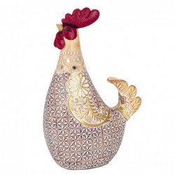 ORIGEN Home Decor Figure Gallina Animaux | Figure de poulet beige - 27x17x10cm