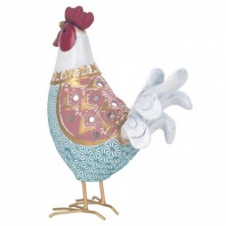 ORIGEN Home Decor Figure Gallina Animaux | Figure de poulet bleu - 21x16x7cm