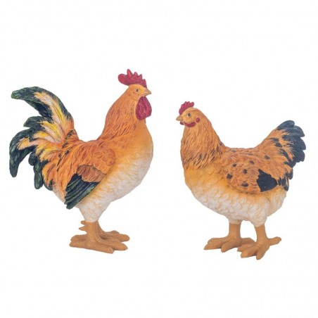 ORIGEN Home Decor Figure Gallina 2 U Animaux | Figure de poulet orange - 26x20x10cm