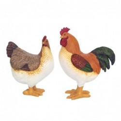 ORIGEN Home Decor Figure Gallina 2 U Animaux | Figure de poulet orange - 27x23x11cm