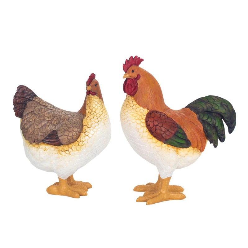 ORIGEN Home Decor Figure Gallina 2 U Animaux | Figure de poulet orange - 27x23x11cm