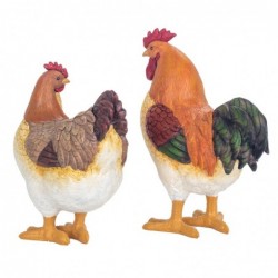 ORIGEN Home Decor Figure Gallina 2 U Animaux | Figure de poulet orange - 27x23x11cm