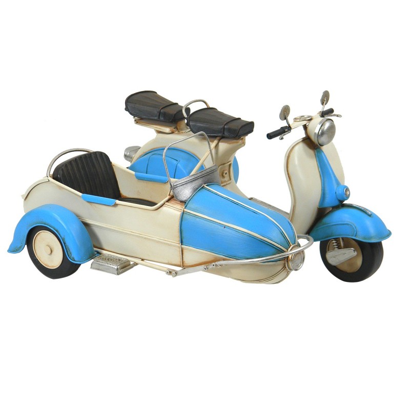 ORIGEN Home Decor Scooter avec véhicules sidecar | Modelism Véhicules terrestres bleus - 17x32x23cm