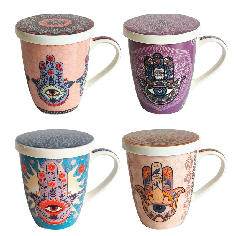 ORIGEN Home Decor Cup Hand of Fatima Tasses et navires | Coupe multicolore - 12x12x10cm