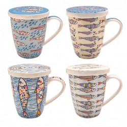 ORIGEN Home Decor Fish Cup 4 Uni. Tasses et verres | Coupe multicolore - 12x12x10cm