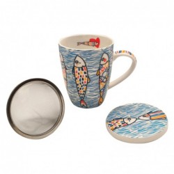 ORIGEN Home Decor Fish Cup 4 Uni. Tasses et verres | Coupe multicolore - 12x12x10cm