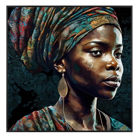 ORIGEN Home Decor African Woman Table Pictures | Image noire rectangulaire - 60x60x3cm