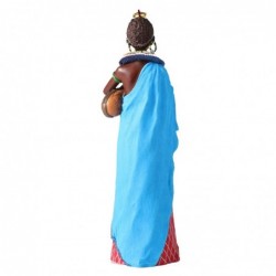 ORIGEN Home Decor Figure africaine africaine et éléphants | Figure africaine bleue - 26x8x7cm