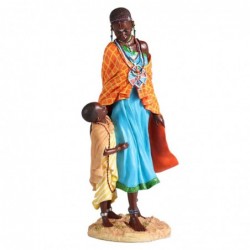 ORIGEN Home Decor Figure africaine africaine et éléphants | Figure africaine bleue - 35x16x15cm