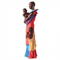 ORIGEN Home Decor Figure africaine africaine et éléphants | Figure africaine rouge - 26x10x7cm