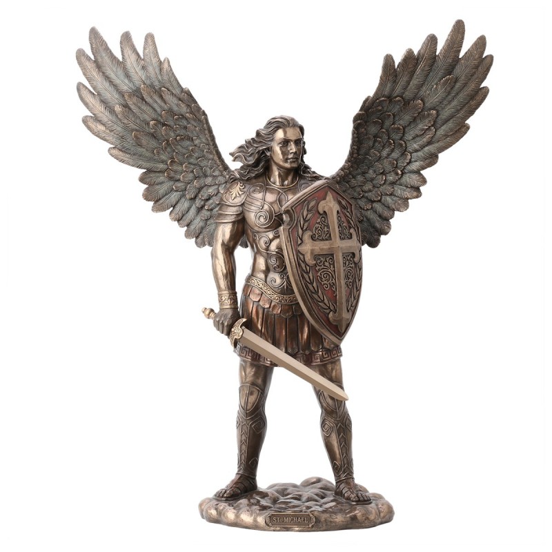 ORIGEN Home Decor Figure San Miguel Bronce | Silver Mythological Figure - 73x60x24cm