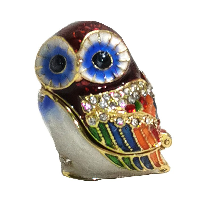 ORIGEN Home Decor Bocho Miniature Owl Figure | Miniature bleue - 4x4x4cm