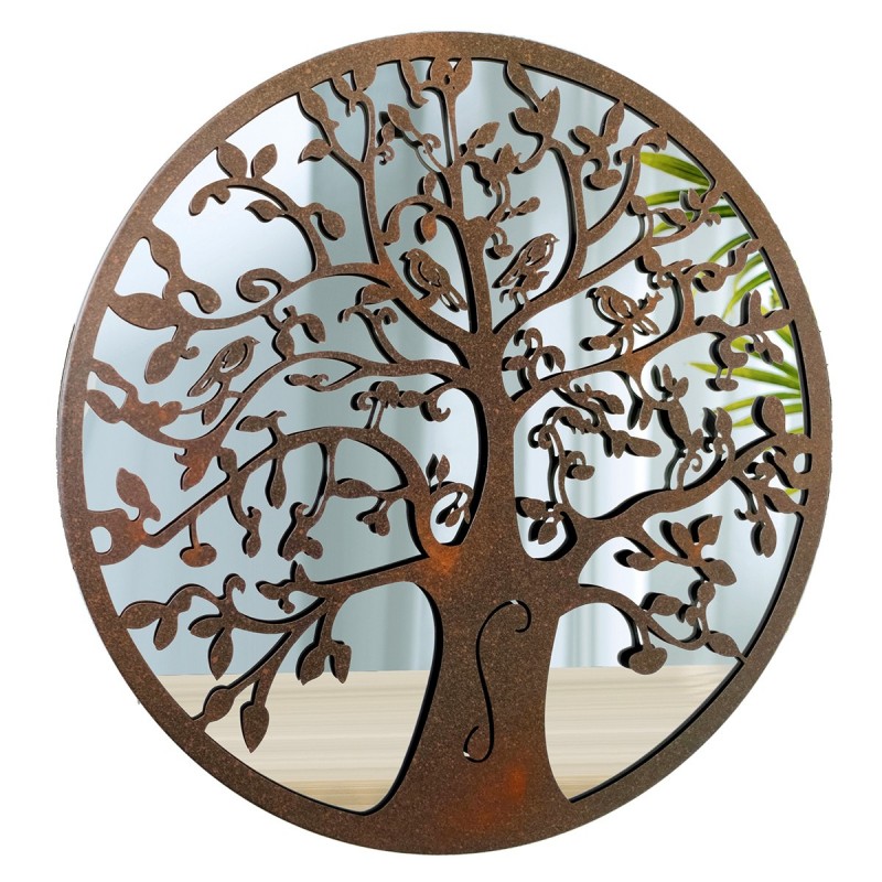 ORIGEN Home Decor Horn Tree Life Mirror Appliques Metal | Appliquer un métal brun rond - 50x50x2cm