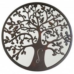 ORIGEN Home Decor Horn Tree Life Mirror Appliques Metal | Appliquer un métal brun rond - 50x50x2cm