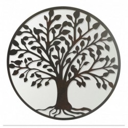 ORIGEN Home Decor Horn Tree Life Mirror Appliques Metal | Appliquer un métal brun rond - 30x30x2cm