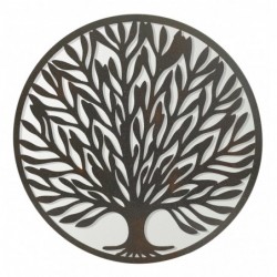 ORIGEN Home Decor Horn Tree Life Mirror Appliques Metal | Appliquer un métal brun rond - 50x50x2cm