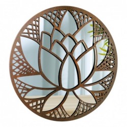 ORIGEN Home Decor Mirror Flower Mirror Metal | Appliquer un métal brun rond - 50x50x2cm