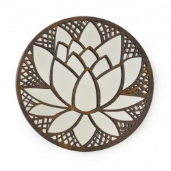 ORIGEN Home Decor Mirror Flower Mirror Metal | Appliquer un métal brun rond - 50x50x2cm