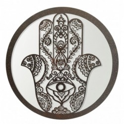 ORIGEN Home Decor Fatima Mirror Hand Appliques Metal | Appliquer un métal brun rond - 30x30x2cm