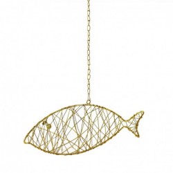 ORIGEN Home Decor Pendant Pendant Pendant | Pendentif en métal beige - 13x36x6cm