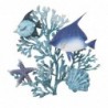 ORIGEN Home Decor Wall Adorno Fish Applications Metal | Blue Metal Appliquer - 49x48x3cm