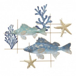 ORIGEN Home Decor Adorno Marinero Pared Appliques Metal | Blue Metal Appliquer - 55x56x4cm