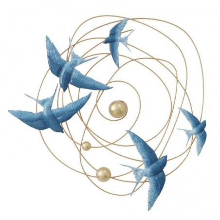 ORIGEN Home Decor Wall Adorno Birds Applications Metal | Blue Metal Appliquer - 70x70x5cm