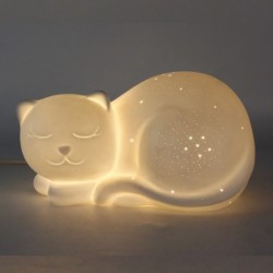 ORIGEN Home Decor Cat Lamps lampe | Lampe de table blanche - 14x25x14cm