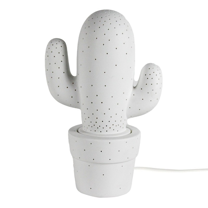 ORIGEN Home Decor Cactus lampe lampe à lampe | Lampe de bureau blanc - 30x19x12cm