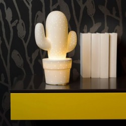 ORIGEN Home Decor Cactus lampe lampe à lampe | Lampe de bureau blanc - 30x19x12cm