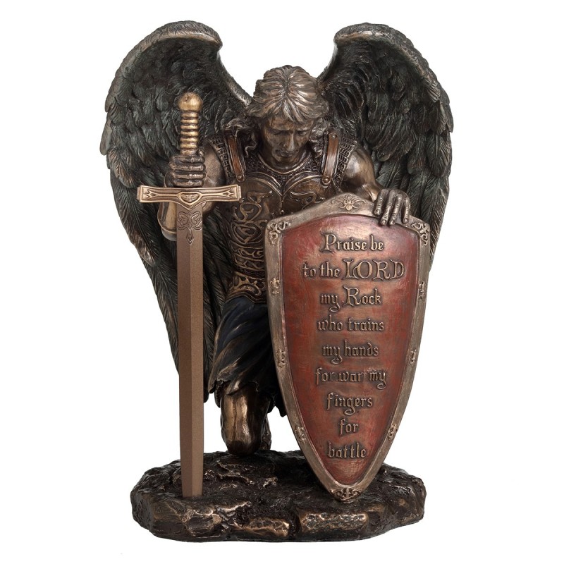 ORIGEN Home Decor Figure de soldat avec des ailes en bronze | Figure mythologique de l'or - 21x15x13cm