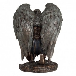 ORIGEN Home Decor Figure de soldat avec des ailes en bronze | Figure mythologique de l'or - 21x15x13cm