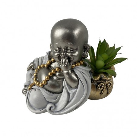 ORIGEN Home Decor Figure Moine Buddas | Bouddha argenté - 10x12x7cm