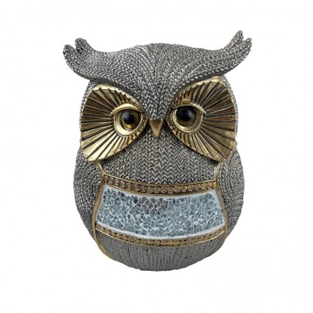 ORIGEN Home Decor Buhos Buhos Figure | Silver Owl Figure - 20x15x12cm