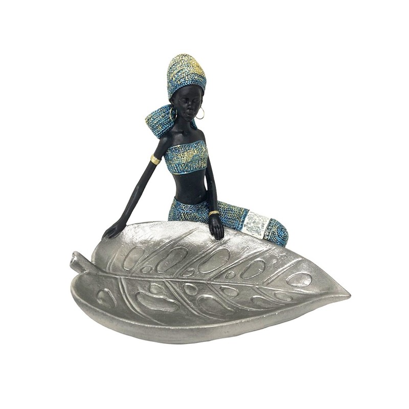 ORIGEN Home Decor Figure africaine africaine et éléphants | Silver African Figure - 19x22x20cm