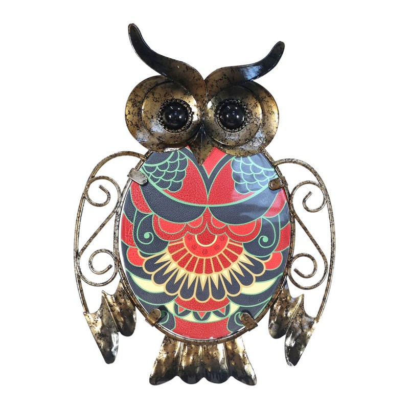 ORIGEN Home Decor Owl Garden Wall Adorno | Ornement mural du jardin rouge - 20x15x1cm