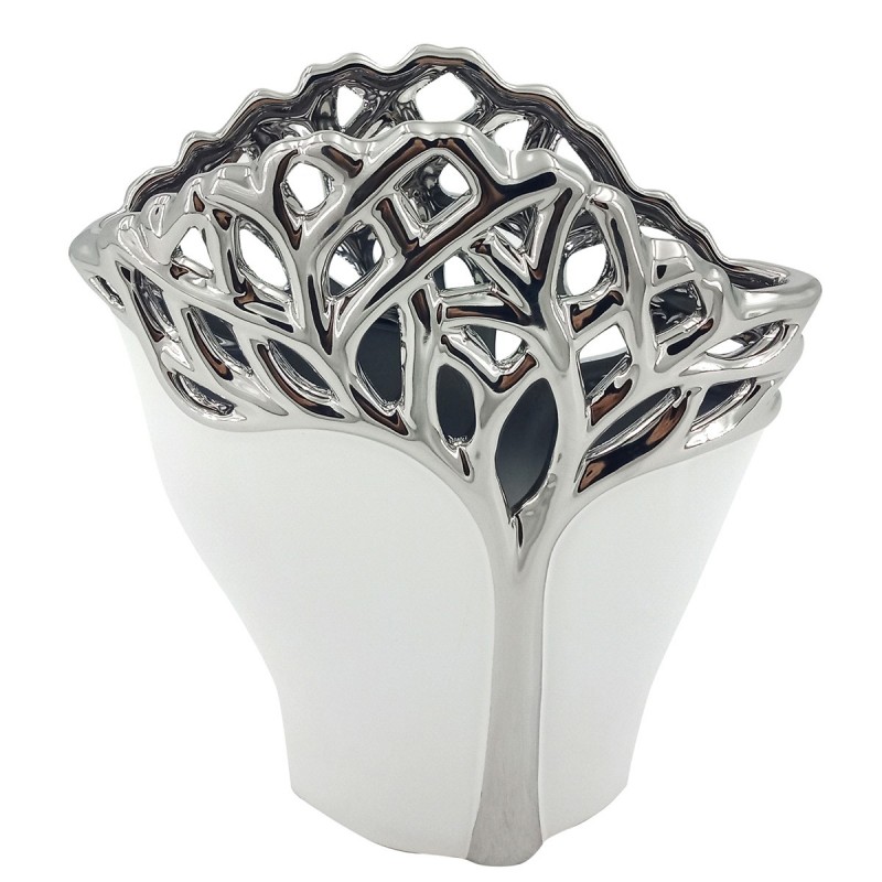 ORIGEN Home Decor Jarrón Jarrones et Portavelas | Vase en argent - 32x25x9cm