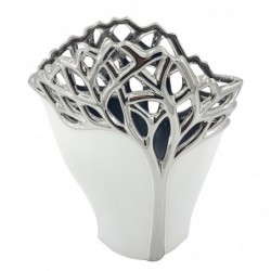 ORIGEN Home Decor Jarrón Jarrones et Portavelas | Vase en argent - 25x21x8cm