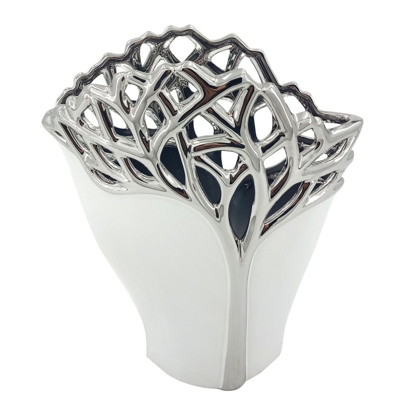 ORIGEN Home Decor Jarrón Jarrones et Portavelas | Vase en argent - 25x21x8cm