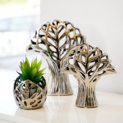 ORIGEN Home Decor Vases d'arbres et support | Silver Dumess Figure - 30x25x12cm